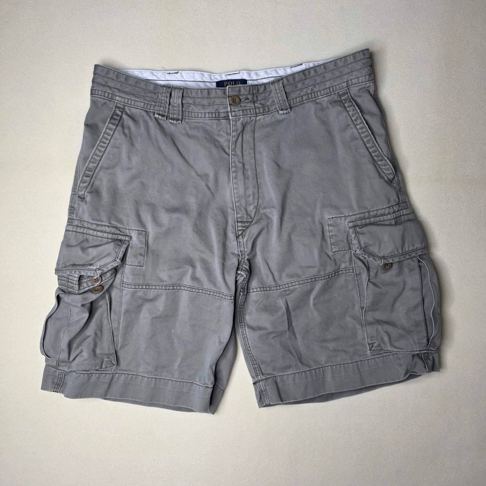 Polo Ralph Lauren Chino Cargo Shorts Men's Size 36 Gray Cotton Classic Pockets